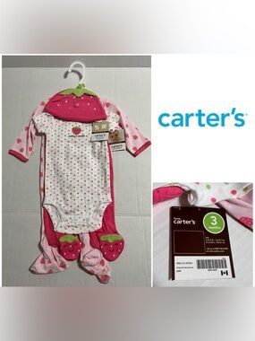 🆕CARTER’S - 3M - NWT - INFANT GIRLS 4PC STRAWBERRY SET